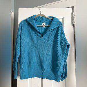Amazon Turquoise Half-Zip Ribbed Sweater
